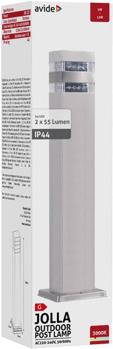 Avide Εξωτερικό Φωτιστικό Κήπου Κολώνα Jolla LED 2W WW 500mm IP44 Satin Nickel